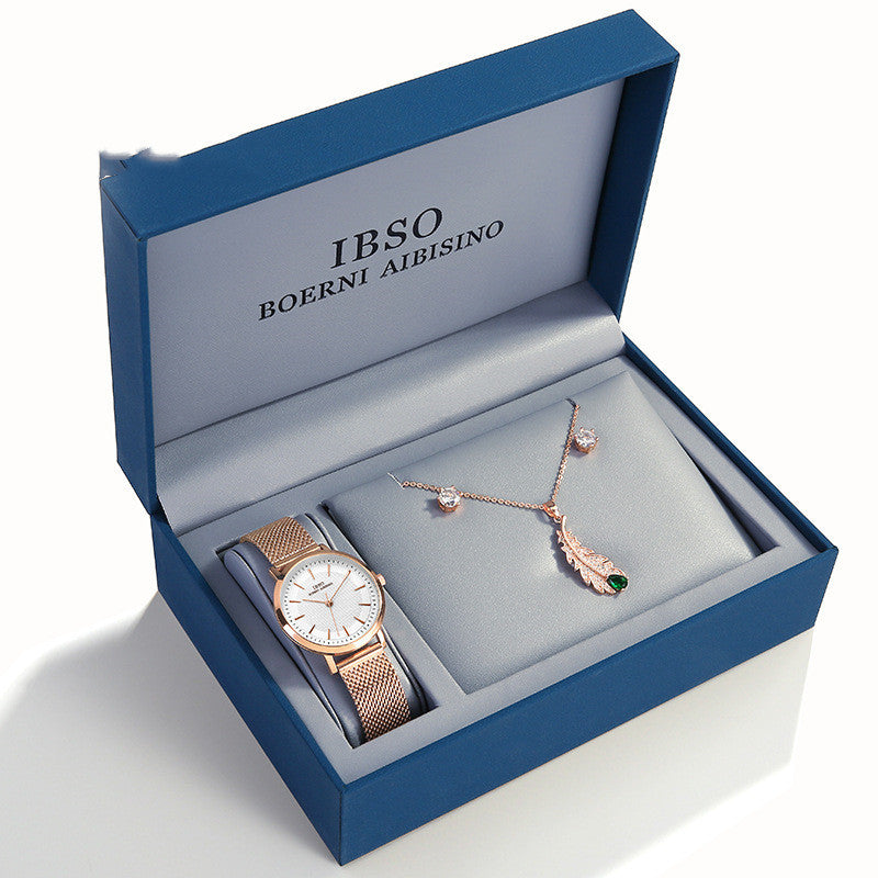 Ensemble Montre Femme + Bijoux Zircon - Parure Élégante 3 Pièces - SADJÉ