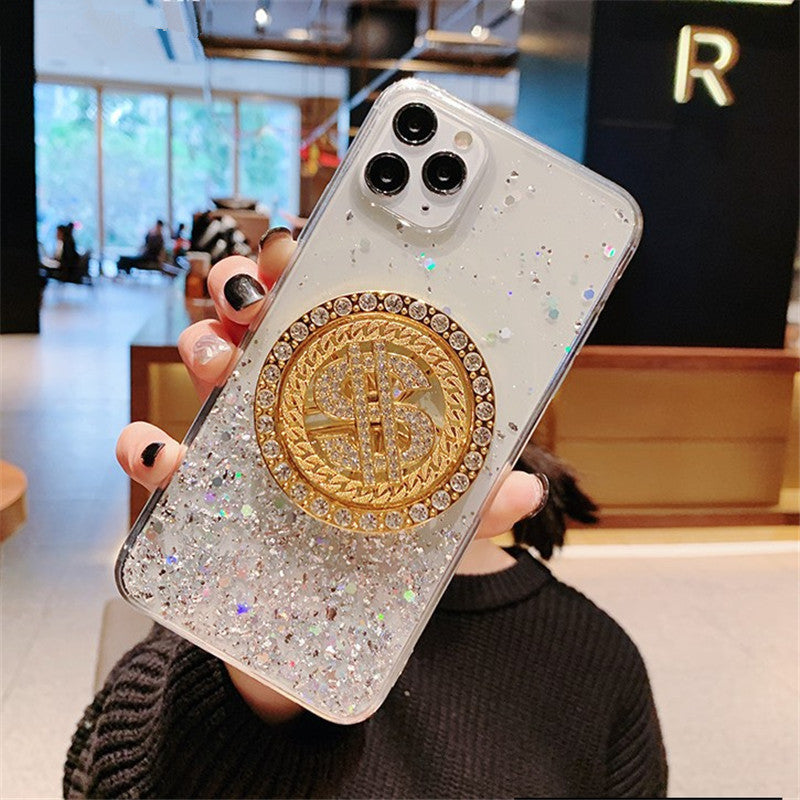 Coque iPhone Diamant Dollar Tournante 3D - Luxe Transparente TPU - SADJÉ