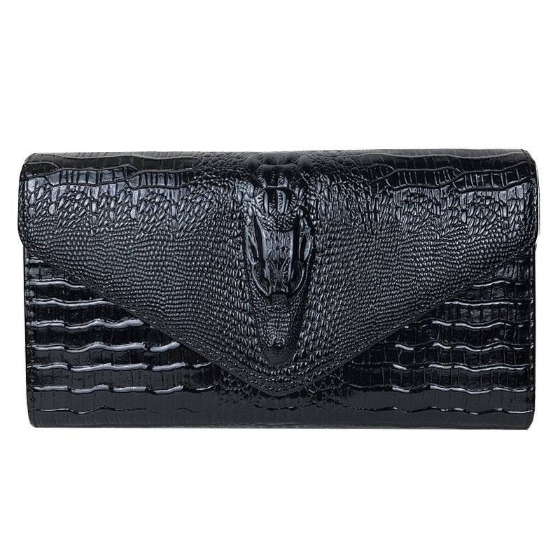 Pochette Femme Enveloppe Motif Crocodile - PU Gaufré - SADJÉ