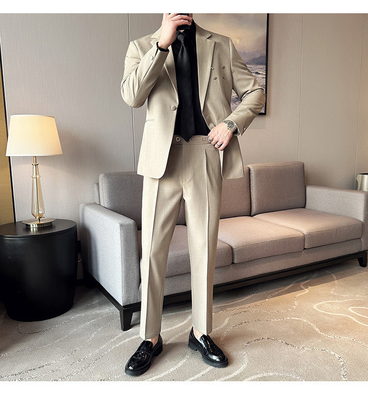 Costume Homme 2 Pièces Slim Fit - Veste Casual Un Bouton - SADJÉ
