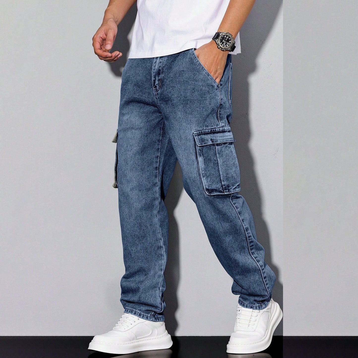 Jean Bleu Clair Homme Chevilles Resserrées - Pantalon Denim Élastique Décontracté - SADJÉ