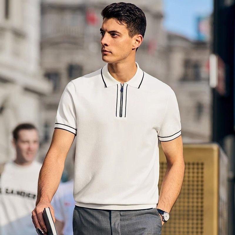 Polo Homme Casual Zip Fashion - Coton Manches Courtes Été - SADJÉ