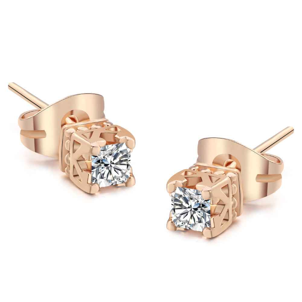 Boucles d'Oreilles Zircon 4 Griffes – Plaqué Or Blanc - SADJÉ