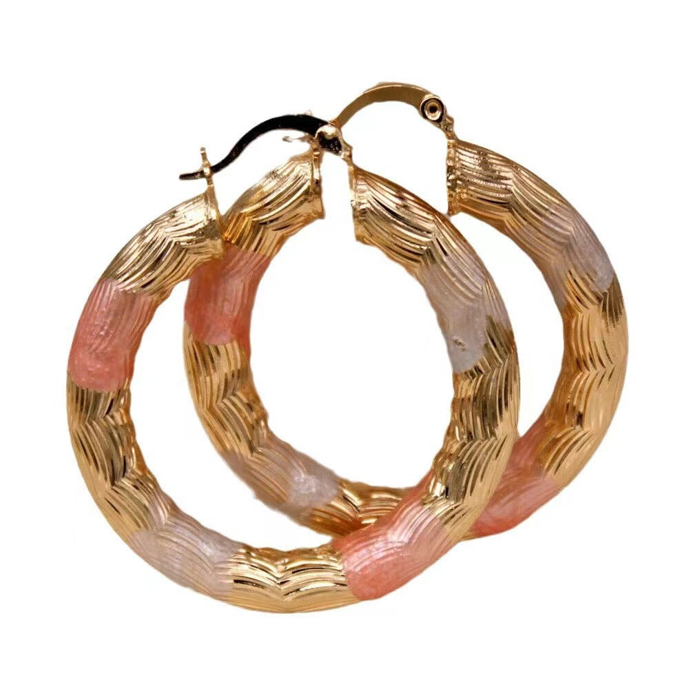 Boucles d'Oreilles Cuivre Galvanisé – Motifs Tricolores Géométriques - SADJÉ