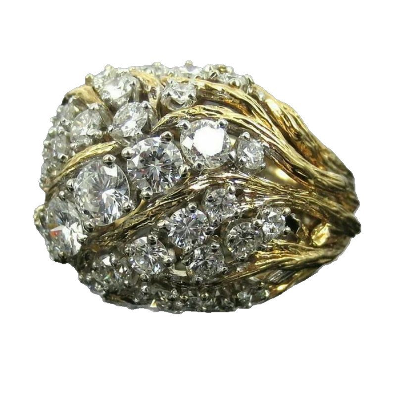 Bague Ajourée Zircon – Cuivre Doré Géométrique Unisexe - SADJÉ