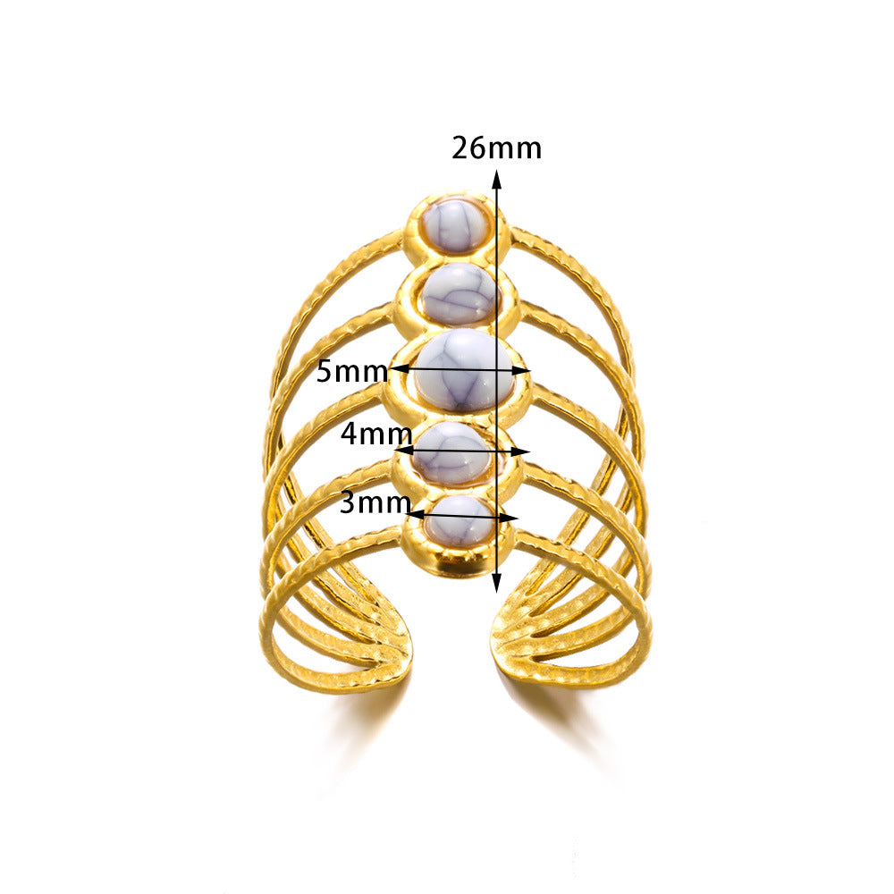 Bague Multicouche Turquoise Incrustée – Style Bohème Doré - SADJÉ