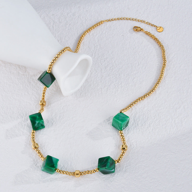 Collier Pendentif Carré Acier Inoxydable 28g - Design Géométrique - SADJÉ