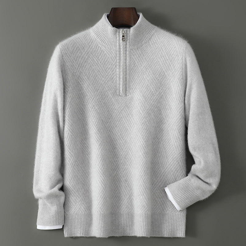 Pull Homme Col Montant Laine Pure - Design Zip Élégant - SADJÉ