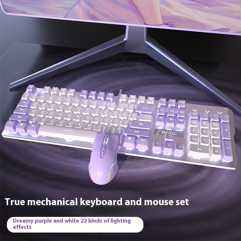 Clavier Mécanique Gaming Violet + Souris Filaire - Switch Vert Gamer - SADJÉ