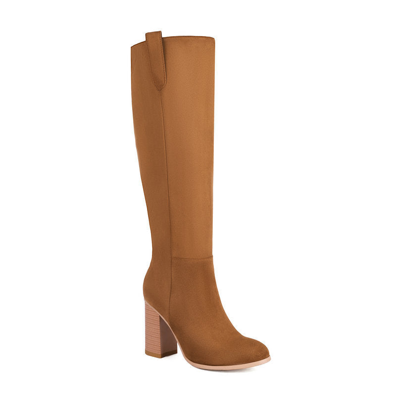 Bottes Hautes Femme en Daim - Talons Épais Plateforme - SADJÉ