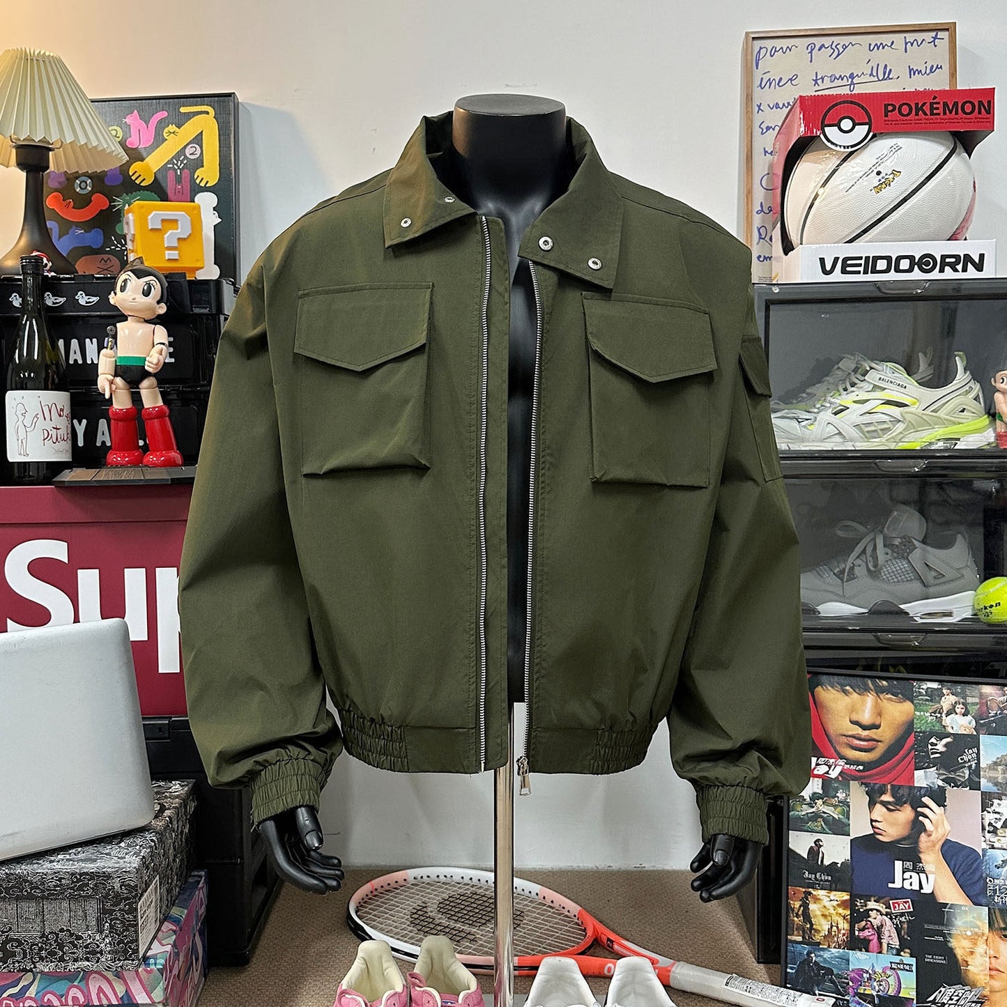 Veste Aviateur Homme Col Montant - Blouson Court Style Militaire Zip Grande Taille - SADJÉ