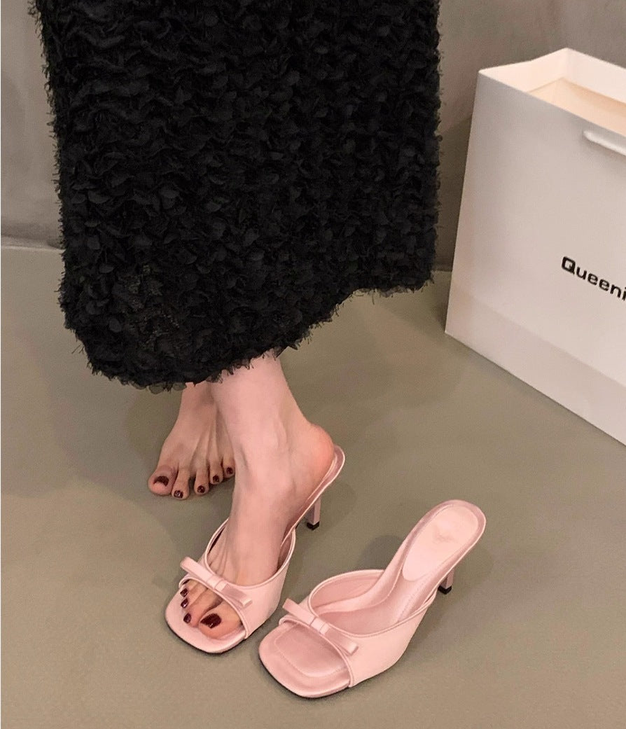 Mules Femme Nœud Talon Aiguille Bout Carré - Élégantes Chic - SADJÉ