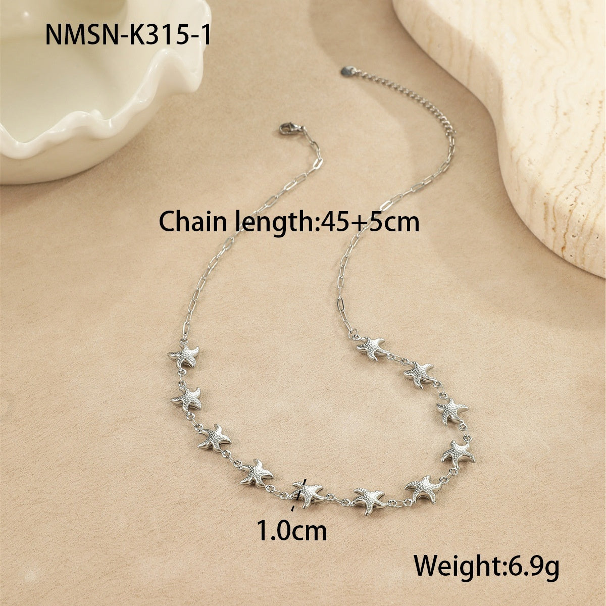 Collier Pendentifs Marins – Étoile de Mer et Coquillages Acier Inoxydable - SADJÉ