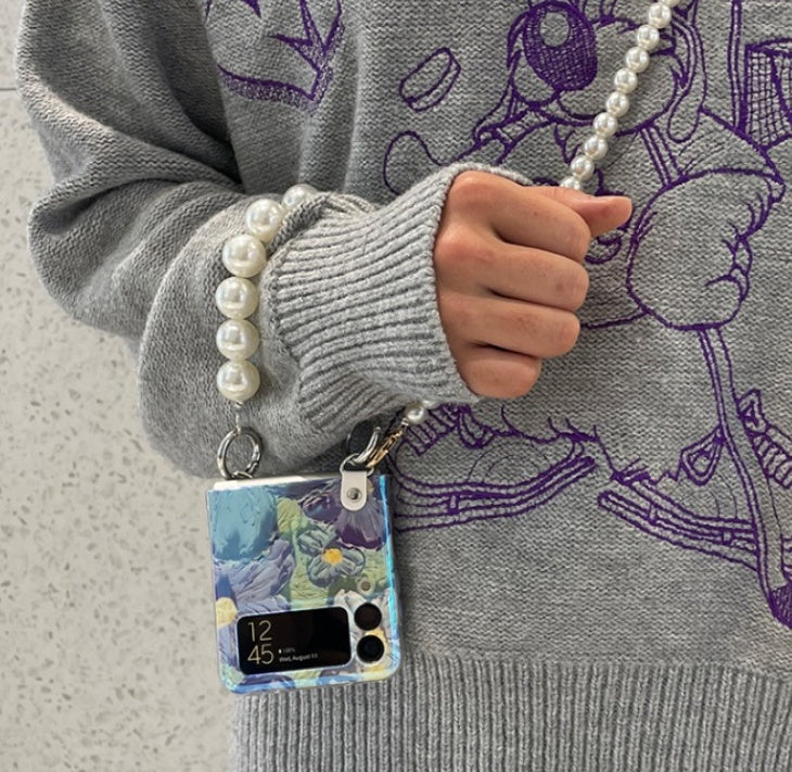 Coque Téléphone Silicone Fleurs Peinture à l'Huile - Support Pliable - SADJÉ