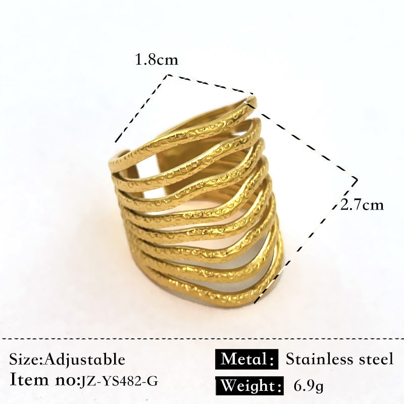 Bague Acier Inoxydable Plaqué Or 18K - Anneau Simple Brillant Élégant Femme - SADJÉ