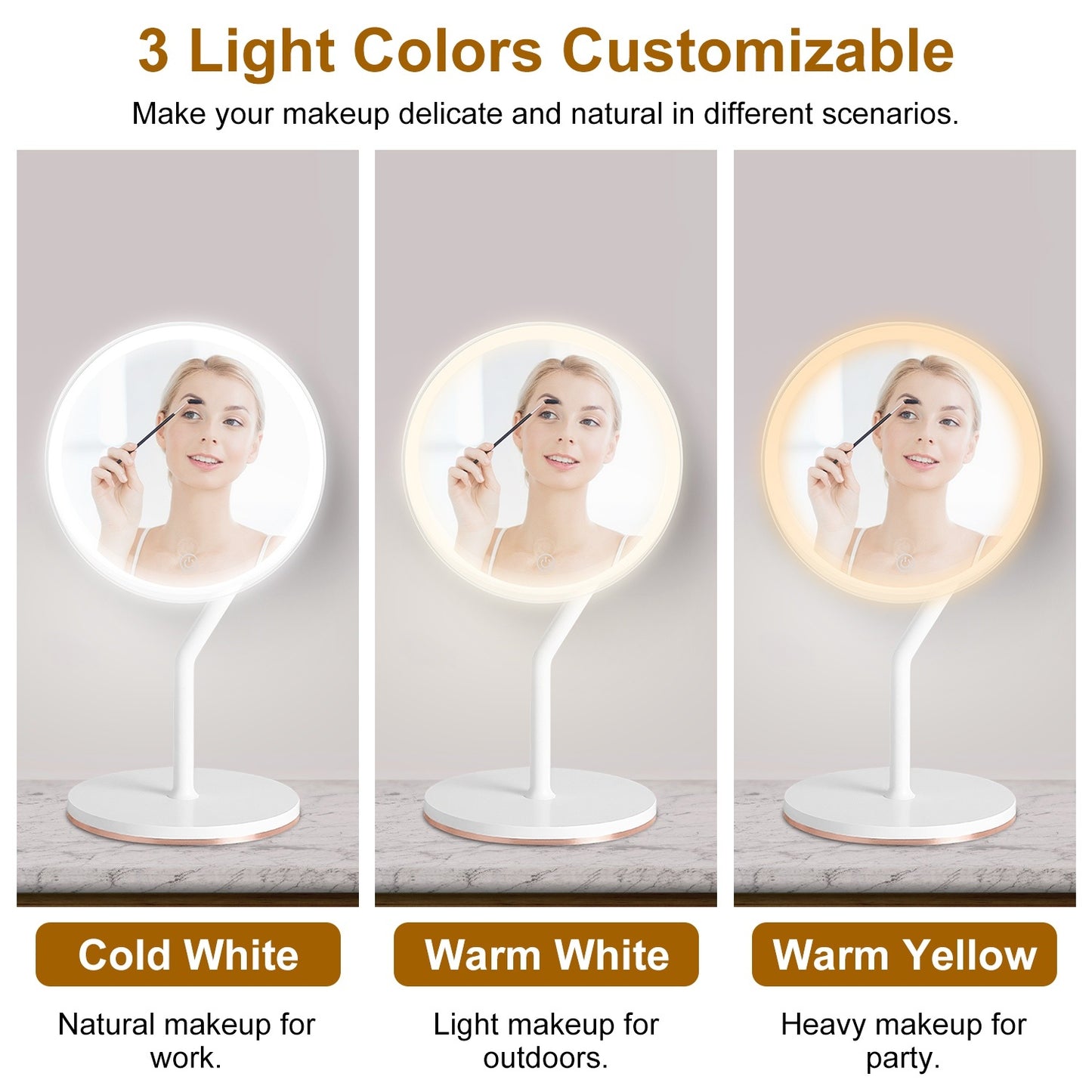 Miroir Maquillage Lumineux Grossissant 5X LED Rechargeable - SADJÉ