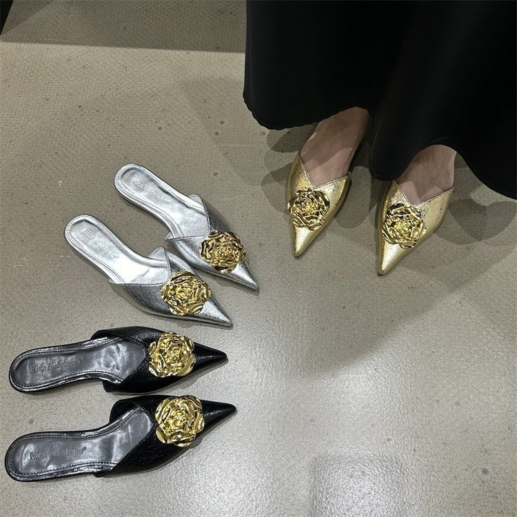 Chaussures à Talons Hauts Femme 2025 - Escarpins Pointus Métalliques Style Européen - SADJÉ