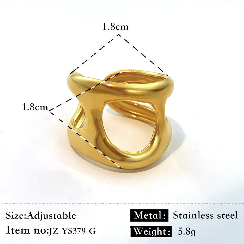 Bague Acier Inoxydable Plaqué Or 18K - Anneau Simple Brillant Élégant Femme - SADJÉ