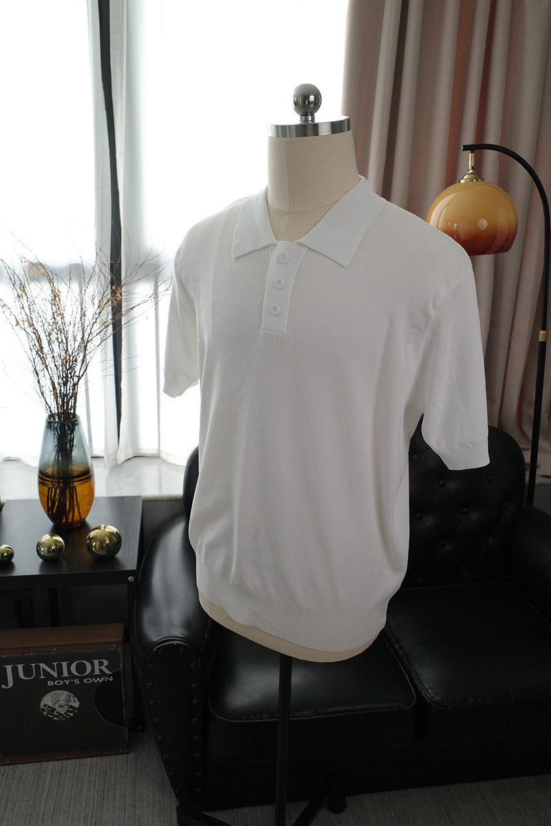 Polo Homme Manches Courtes Tricot Col Polo - T-Shirt Casual Été - SADJÉ
