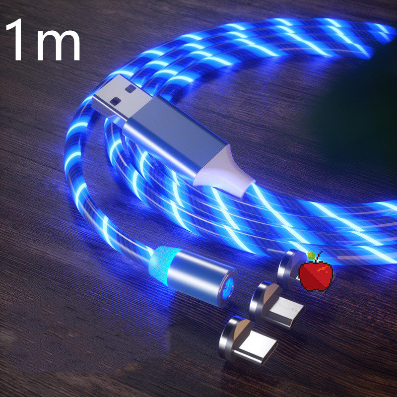 Câble Charge Magnétique LED 3-en-1 - USB-C Micro USB Lightning Rapide - SADJÉ