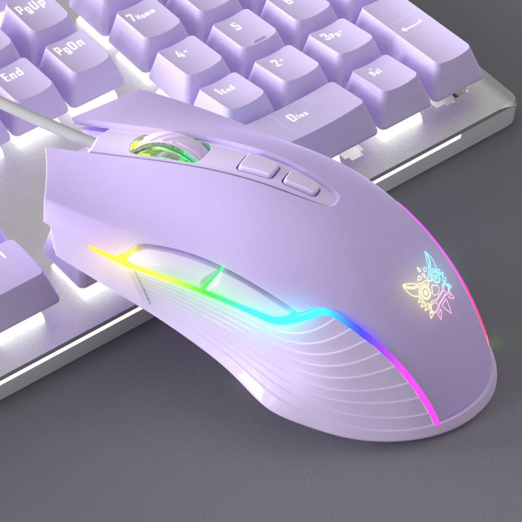 Clavier Mécanique Gaming Violet + Souris Filaire - Switch Vert Gamer - SADJÉ