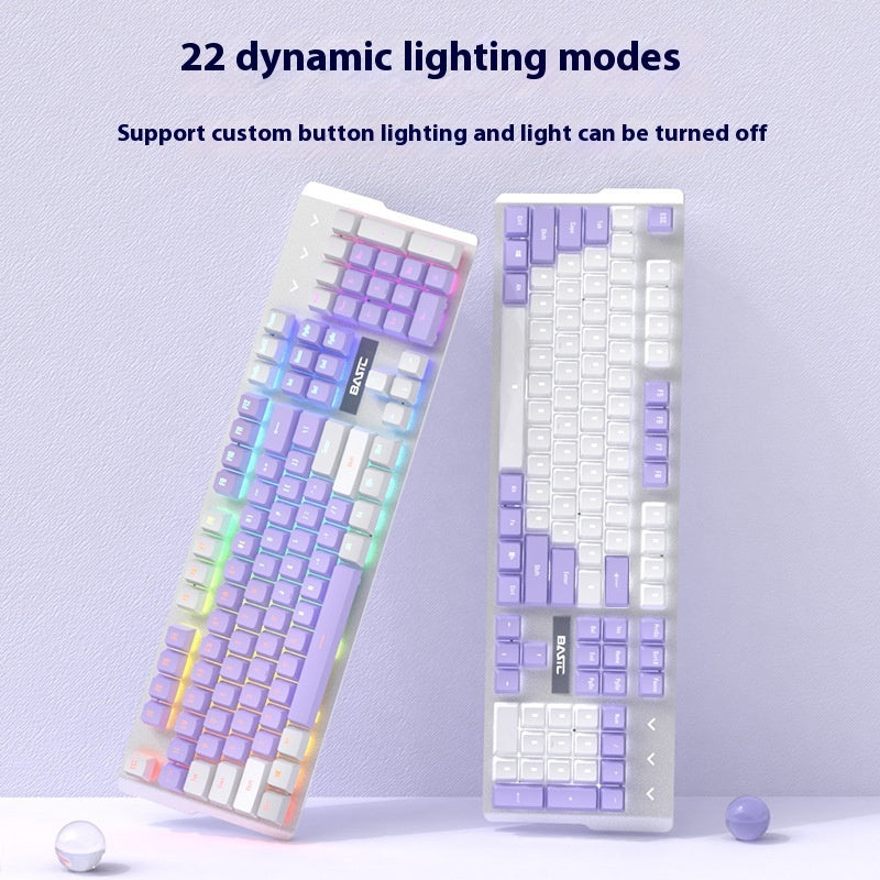 Clavier Mécanique Gaming Violet + Souris Filaire - Switch Vert Gamer - SADJÉ