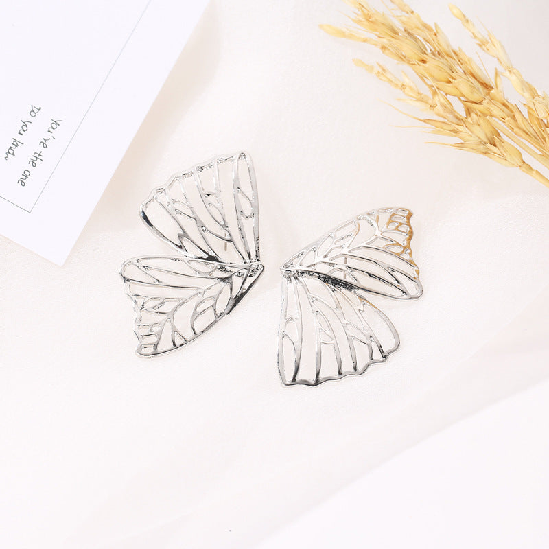 Boucles d'Oreilles Papillon Sculpté – Design Creux Or et Argent - SADJÉ