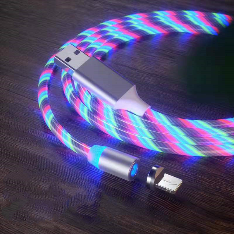 Câble Charge Magnétique LED 3-en-1 - USB-C Micro USB Lightning Rapide - SADJÉ