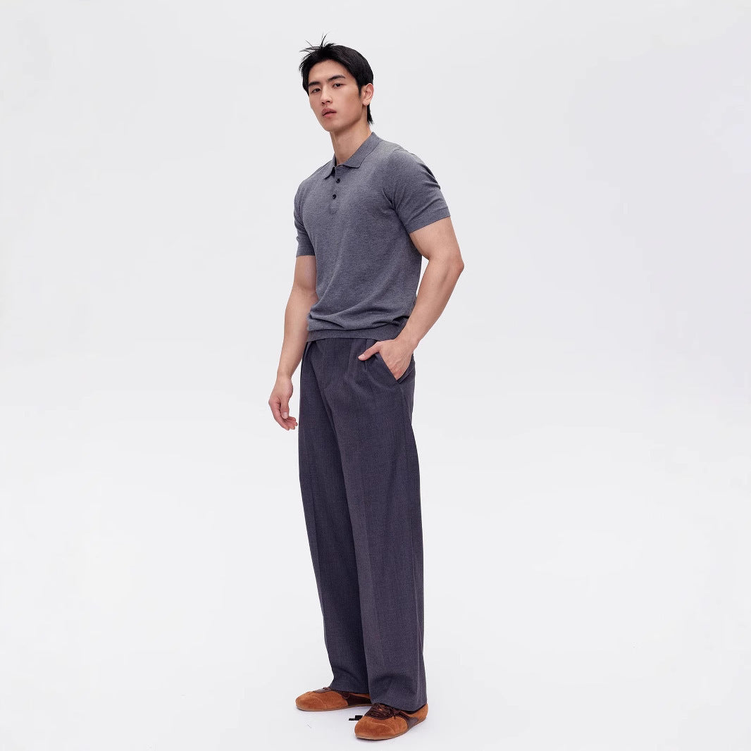 Polo Homme Manches Courtes Tricot Col Polo - T-Shirt Casual Été - SADJÉ