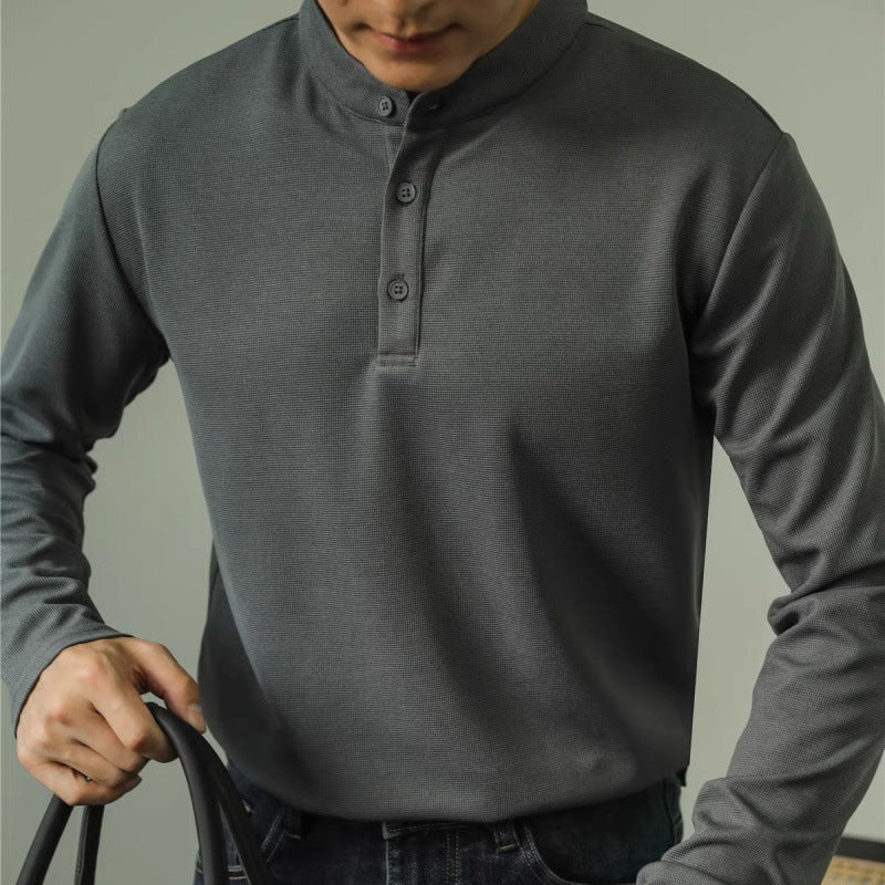 Polo Homme Manches Longues Uni - T-shirt Fitness Couleur Unie - SADJÉ