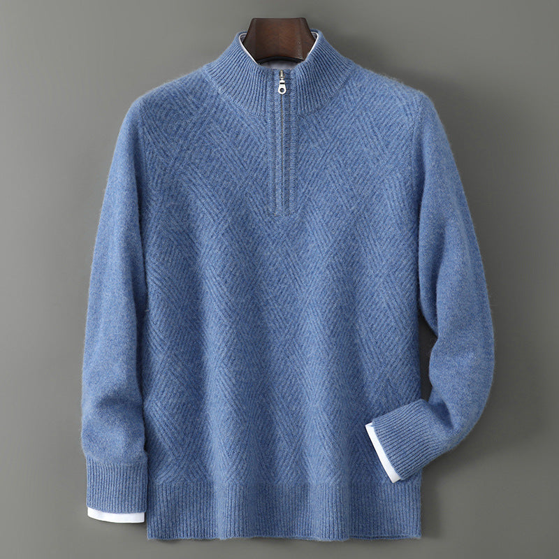 Pull Homme Col Montant Laine Pure - Design Zip Élégant - SADJÉ