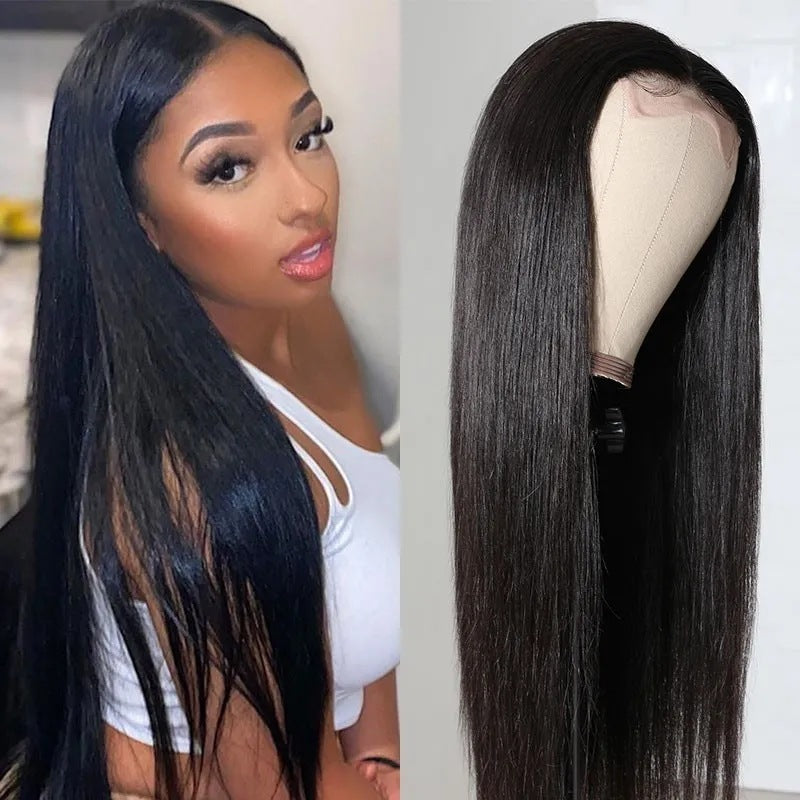 Perruque Lace Front Lisse Mi-Longue - Frange Oblique Naturelle - SADJÉ