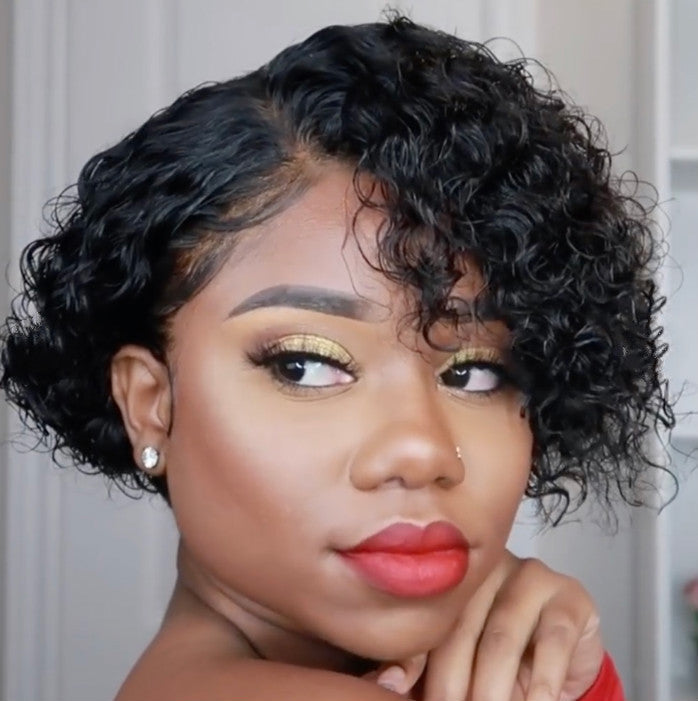 Perruque Femme Courte Bouclée - Cheveux Synthétiques Style Européen Naturel - SADJÉ