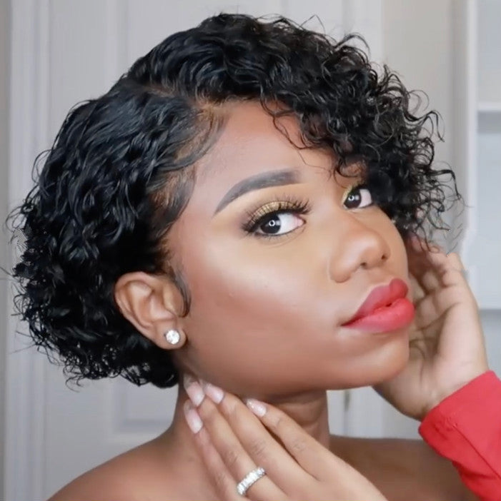 Perruque Femme Courte Bouclée - Cheveux Synthétiques Style Européen Naturel - SADJÉ