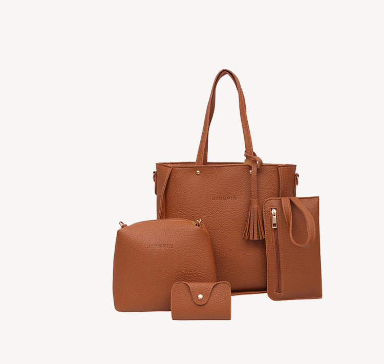 Sac en Bandoulière Femme - Ensemble 4 Pièces avec Pompons - Élégant et Pratique - SADJÉ