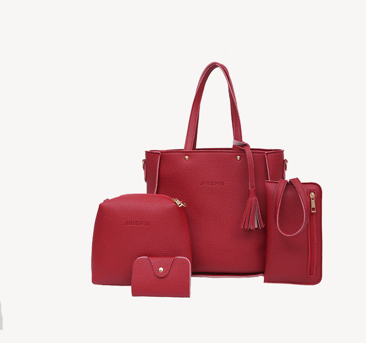 Sac en Bandoulière Femme - Ensemble 4 Pièces avec Pompons - Élégant et Pratique - SADJÉ