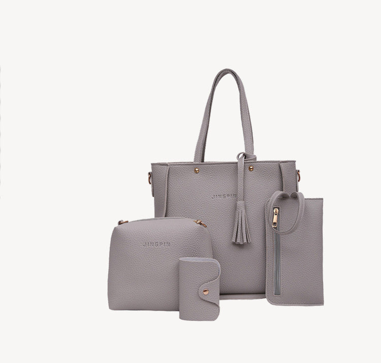 Sac en Bandoulière Femme - Ensemble 4 Pièces avec Pompons - Élégant et Pratique - SADJÉ