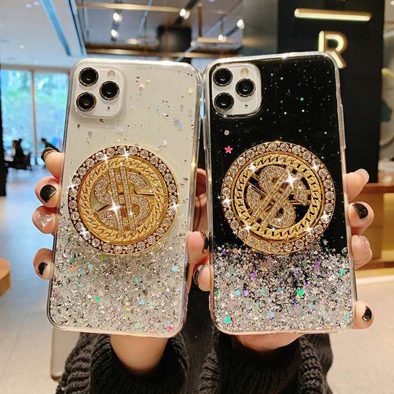Coque iPhone Diamant Dollar Tournante 3D - Luxe Transparente TPU - SADJÉ