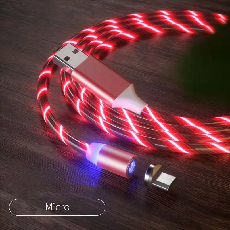 Câble Charge Magnétique LED 3-en-1 - USB-C Micro USB Lightning Rapide - SADJÉ