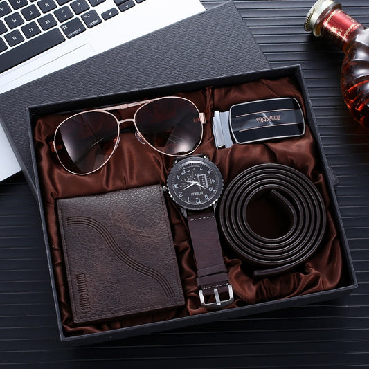Coffret Cadeau Homme 4 en 1 - 520g Montre Ceinture Lunettes Portefeuille | SADJÉ - SADJÉ