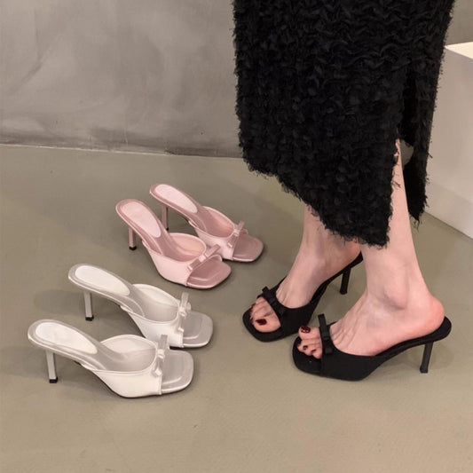 Mules Femme Nœud Talon Aiguille Bout Carré - Élégantes Chic - SADJÉ