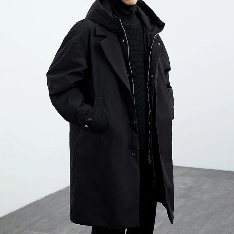 Trench Coat Homme Mi-Long à Capuche - Manteau Double Effet - SADJÉ