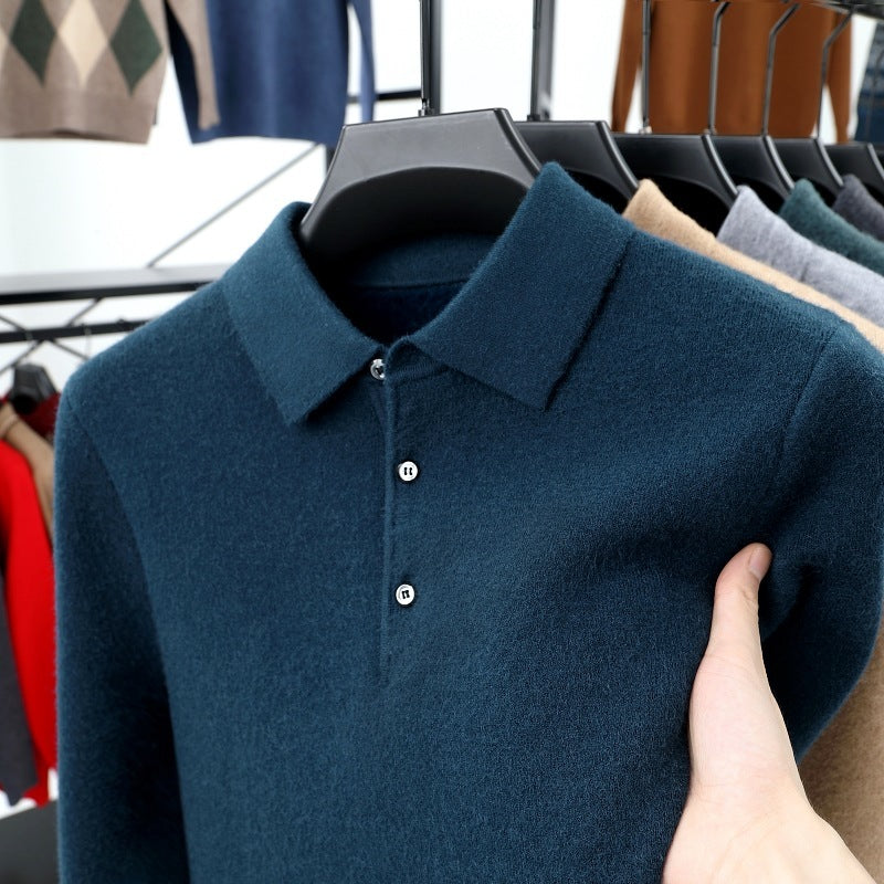 Polo Homme Col Retourné Manches Longues - Pull Tricot Fashion - SADJÉ
