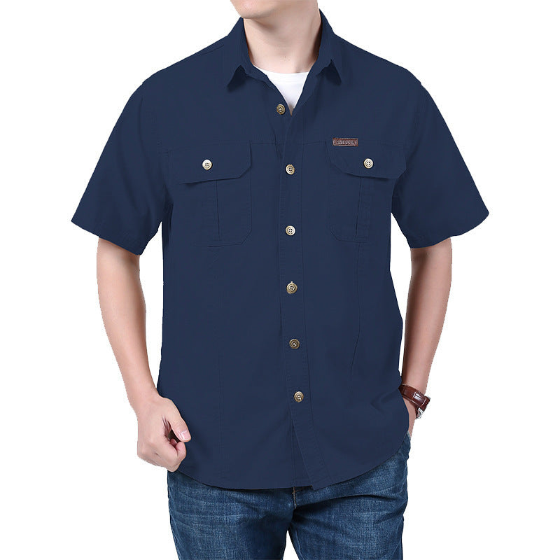 Chemise Homme Unie Manches Courtes - Coupe Ample Décontractée - SADJÉ