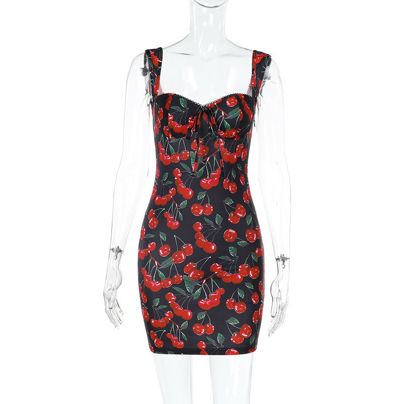 Robe Courte Femme Imprimée Bretelles - Décolleté Lacé Flatteur - SADJÉ