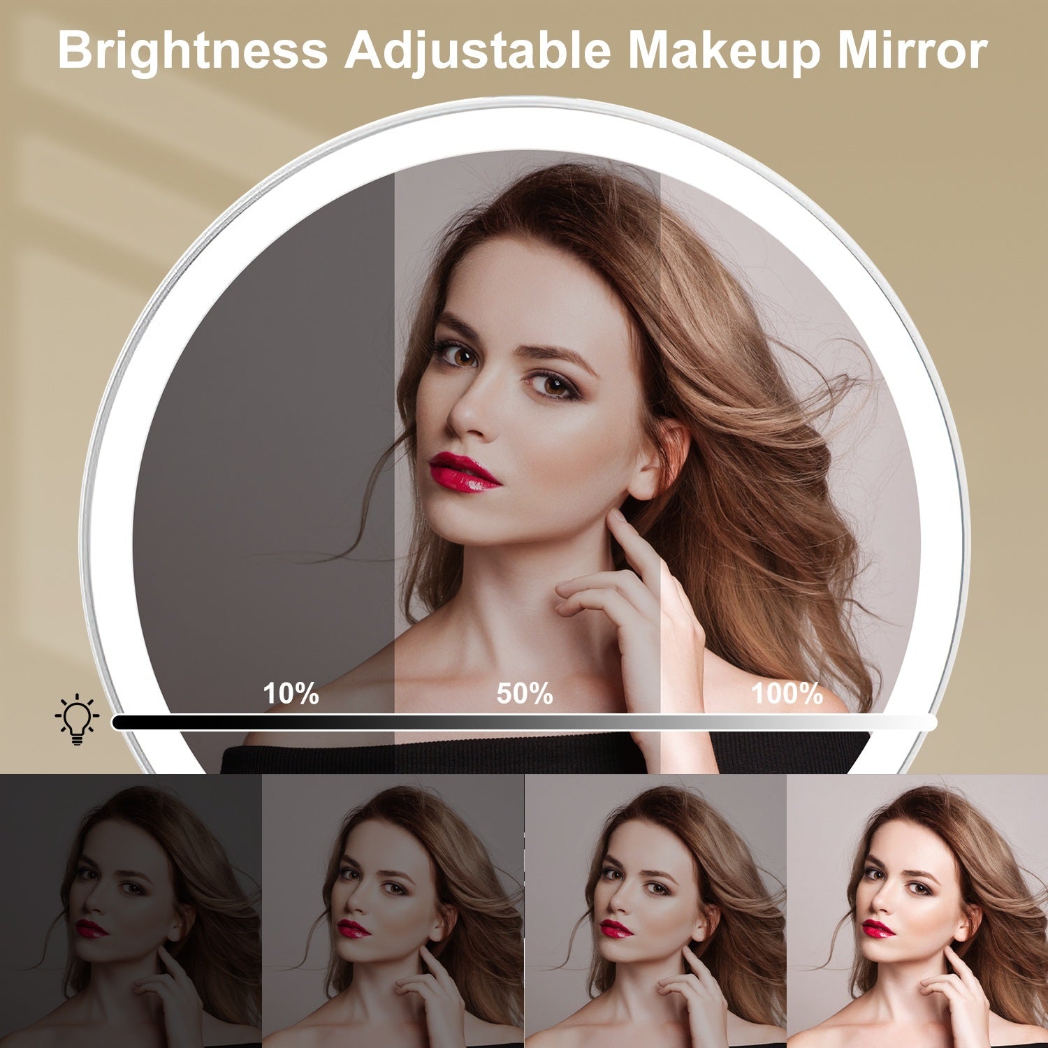 Miroir Maquillage Lumineux Grossissant 5X LED Rechargeable - SADJÉ