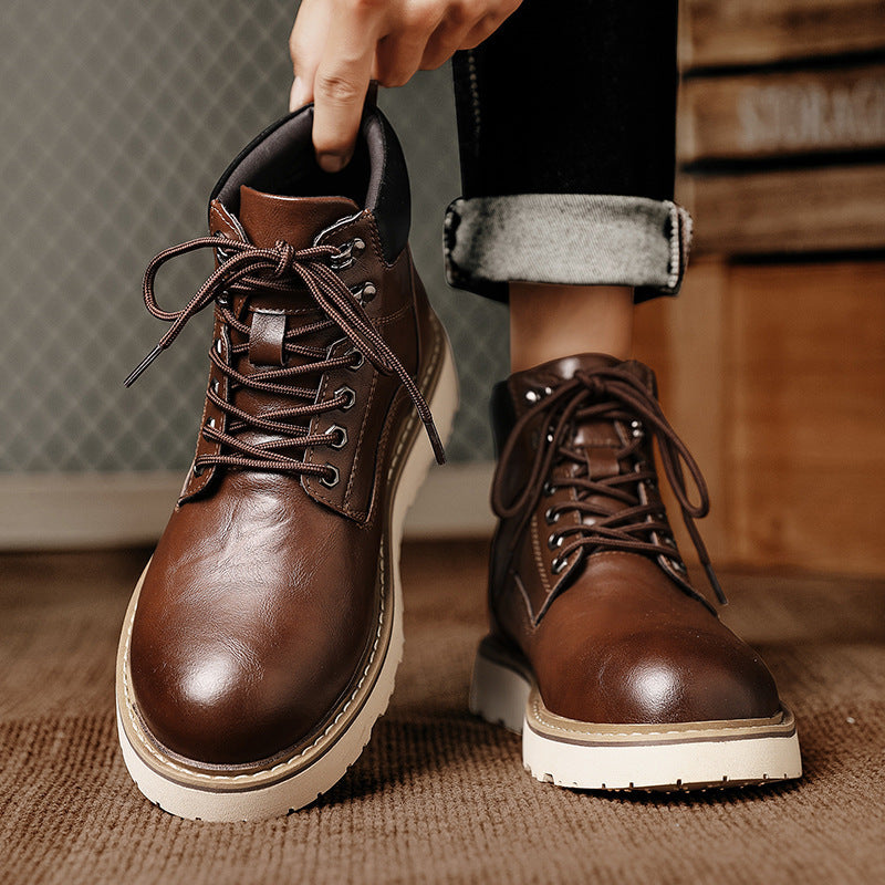 Boots Homme Montantes Plateforme - Chaussures Moto Sport Worker Style - SADJÉ