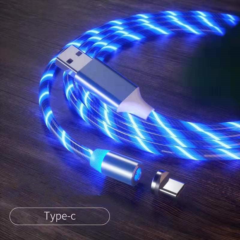 Câble Charge Magnétique LED 3-en-1 - USB-C Micro USB Lightning Rapide - SADJÉ