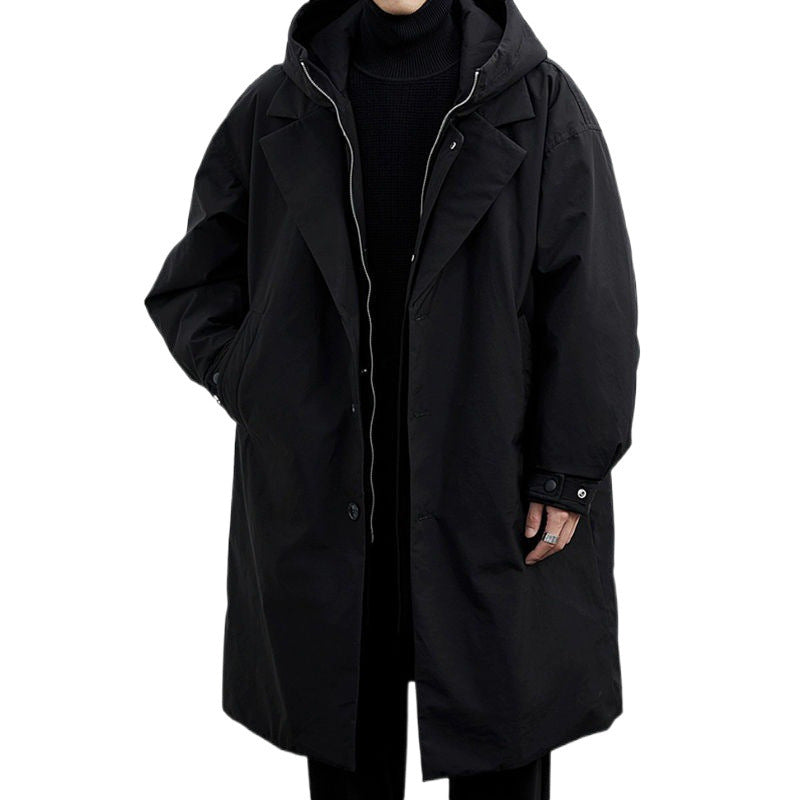Trench Coat Homme Mi-Long à Capuche - Manteau Double Effet - SADJÉ