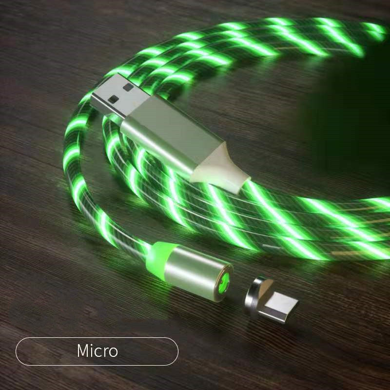 Câble Charge Magnétique LED 3-en-1 - USB-C Micro USB Lightning Rapide - SADJÉ